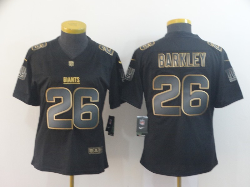 Nike Giants 26 Saquon Barkley Black Gold Women Vapor Untouchable Limited Jersey