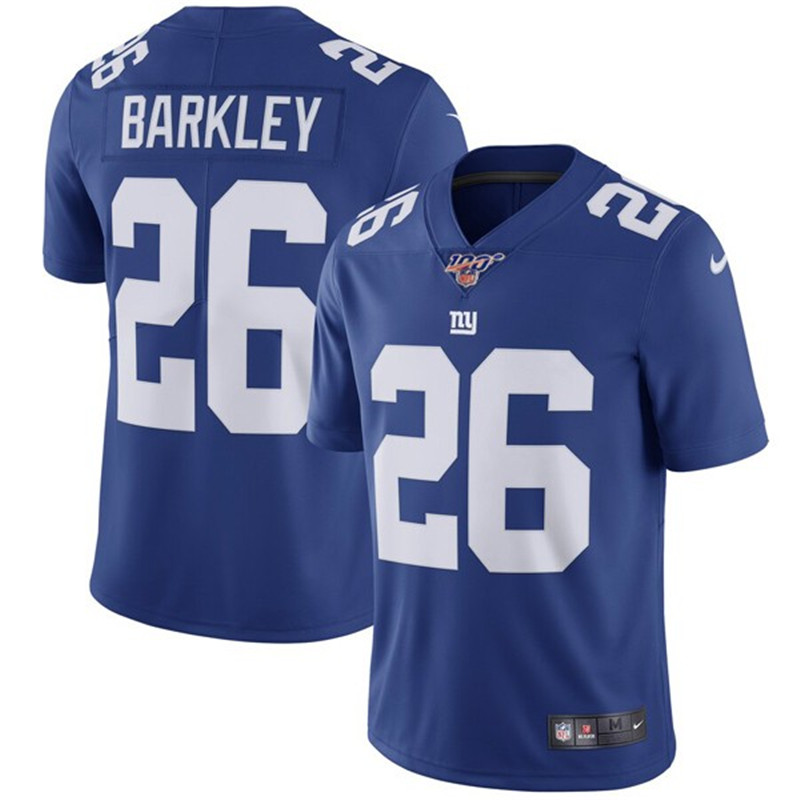 Nike Giants 26 Saquon Barkley Royal 100th Season Vapor Untouchable Limited Jersey