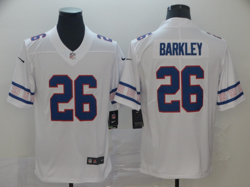 Nike Giants 26 Saquon Barkley White Team Logos Fashion Vapor Limited Jersey