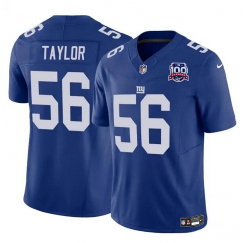 Nike Giants 56 Lawrence Taylor Blue 2024 FUSE 100TH Season Vapor Untouchable Limited Stitched Jersey