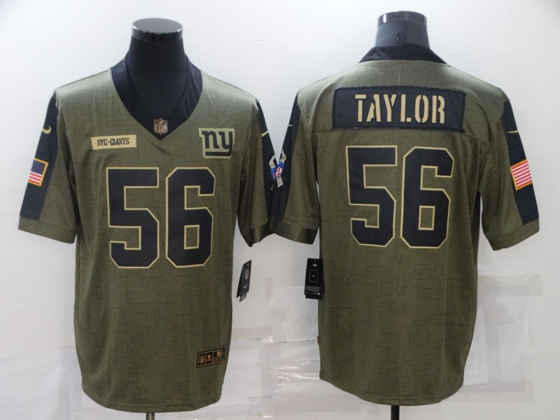 Nike Giants 56 Lawrence Taylor Olive 2021 Salute To Service Limited Jersey