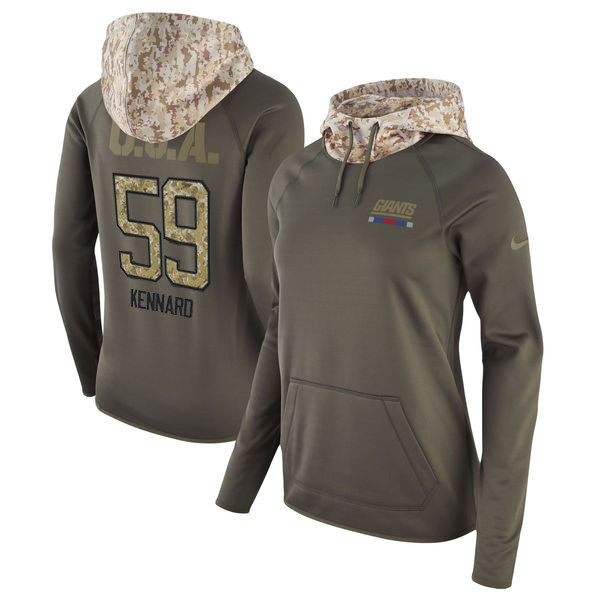  Giants 59 Devon Kennard Olive Women Salute To Service Pullover Hoodie