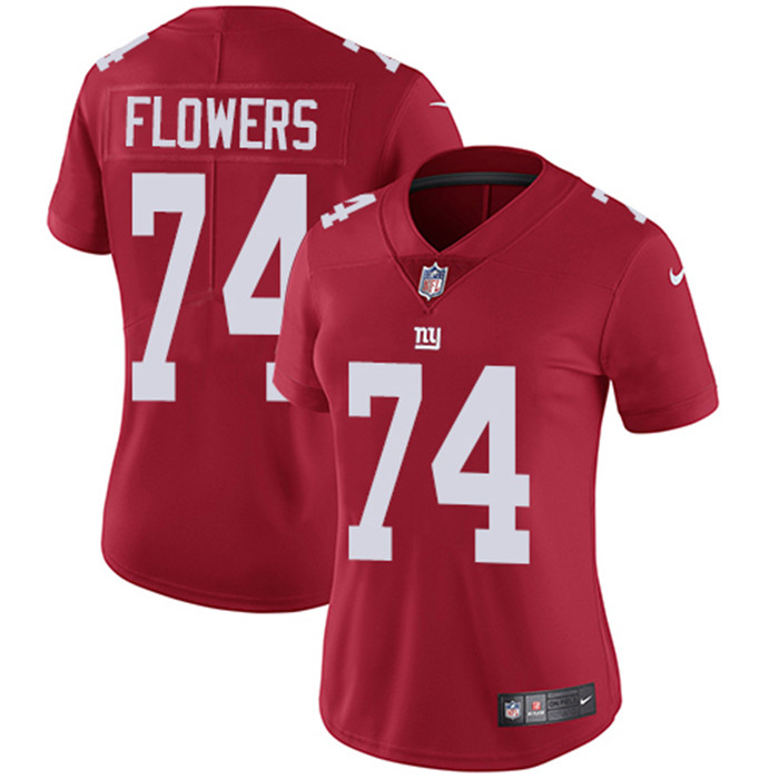  Giants 74 Ereck Flowers Red Women Vapor Untouchable Limited Jersey