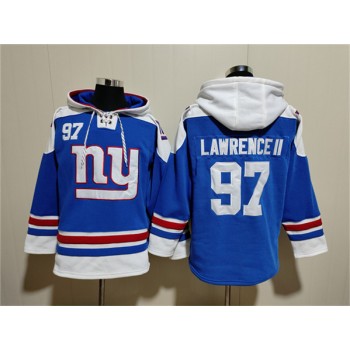 Nike Giants 8 Daniel Jones Blue Ageless Must Have Lace Up Pullover Hoodie