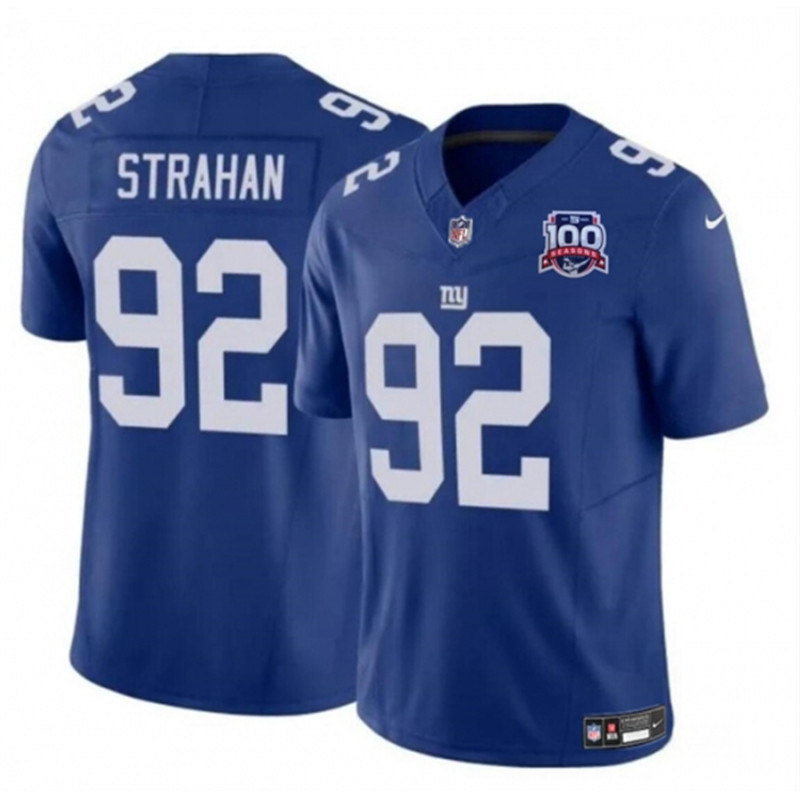 Nike Giants 92 Michael Strahan Blue 2024 FUSE 100TH Season Vapor Untouchable Limited Stitched Jersey