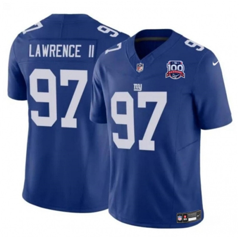 Nike Giants 97 Dexter Lawrence II Blue 2024 FUSE 100TH Season Vapor Untouchable Limited Stitched Jersey