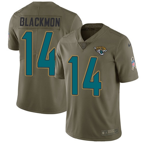  Jaguars 14 Justin Blackmon Olive Salute To Service Limited Jersey