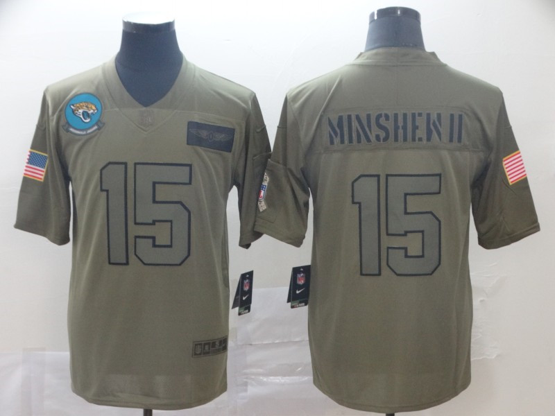 Nike Jaguars 15 Gardner Minshew II 2019 Olive Salute To Service Limited Jersey