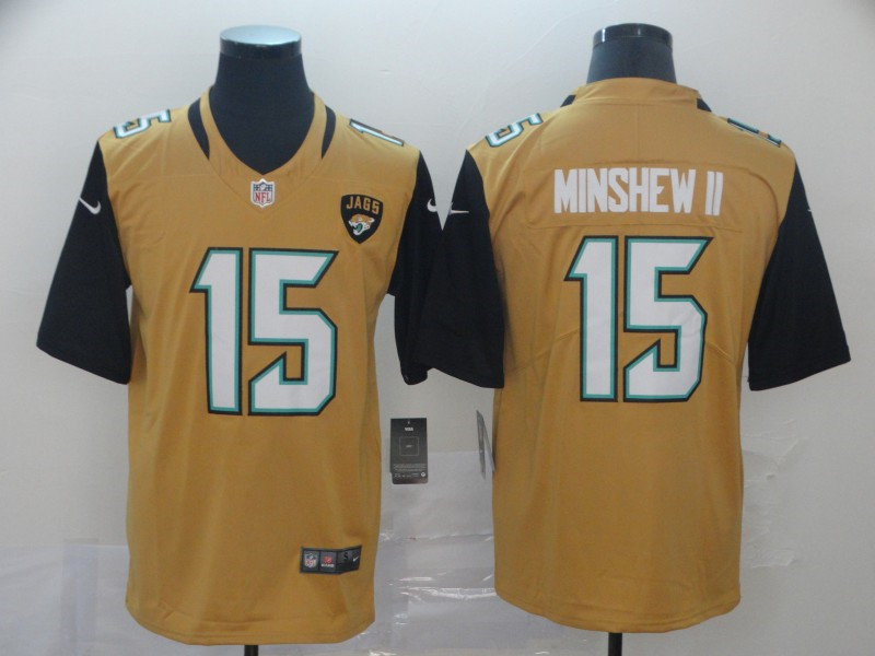 Nike Jaguars 15 Gardner Minshew II Gold Color Rush Limited Jersey