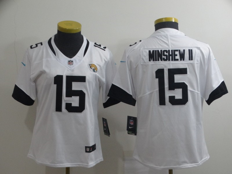 Nike Jaguars 15 Gardner Minshew II White Women Vapor Untouchable Limited Jersey