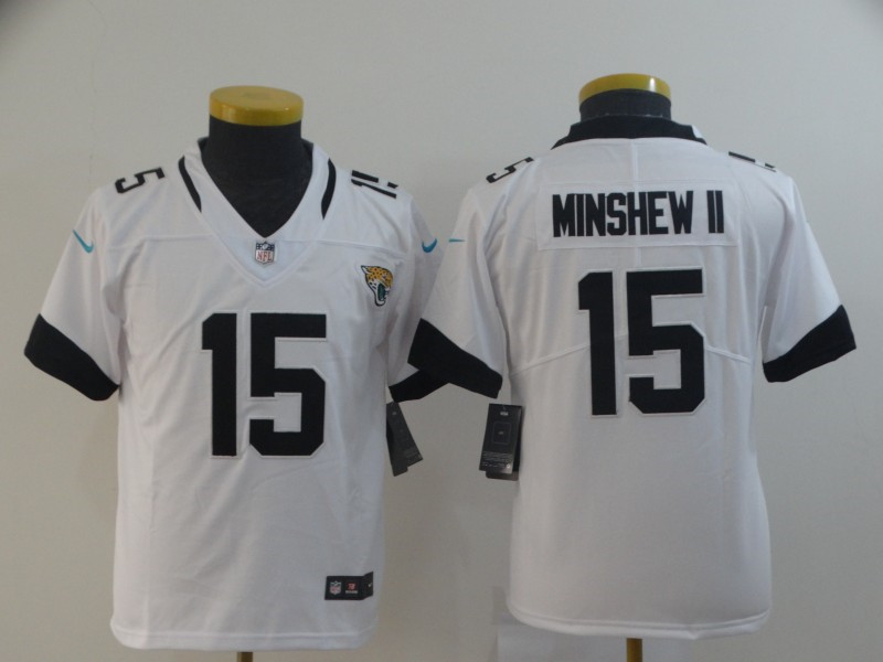 Nike Jaguars 15 Gardner Minshew II White Youth Vapor Untouchable Limited Jersey