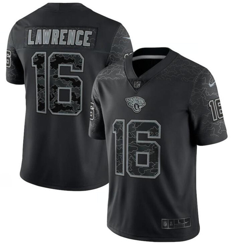 Nike Jaguars 16 Trevor Lawrence Black RFLCTV Limited Jersey