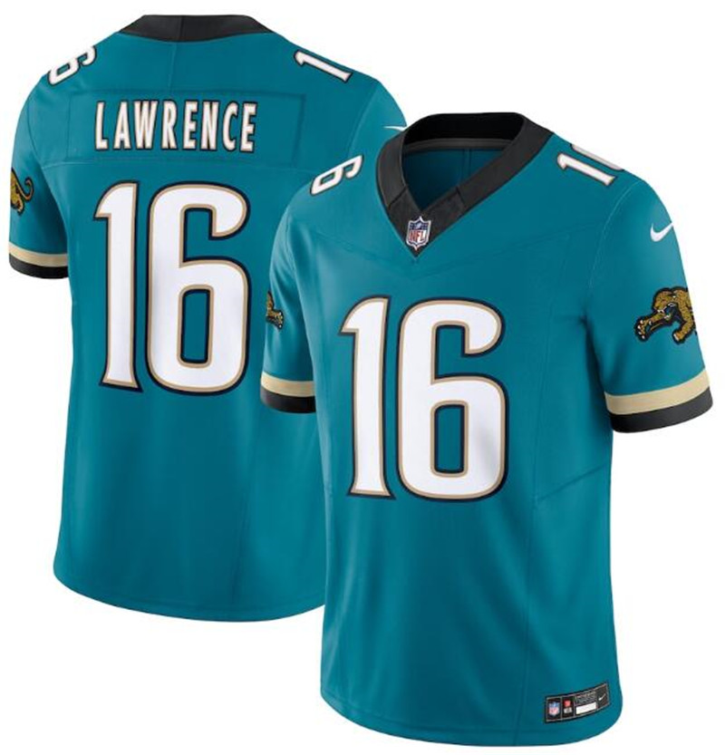 Nike Jaguars 16 Trevor Lawrence Teal Prowler Throwback Vapor F.U.S.E. Limited Jersey
