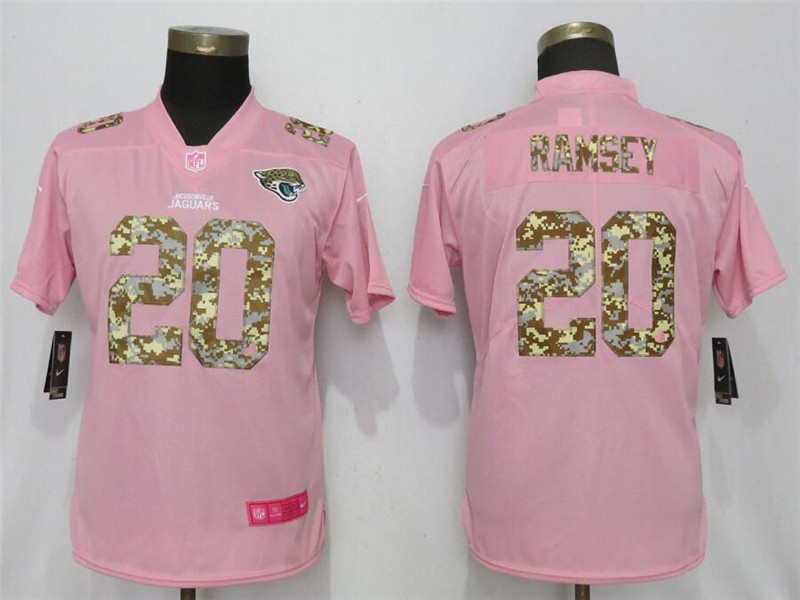 Nike Jaguars 20 Jalen Ramsey Pink Camo Fashion Women Limited Jersey