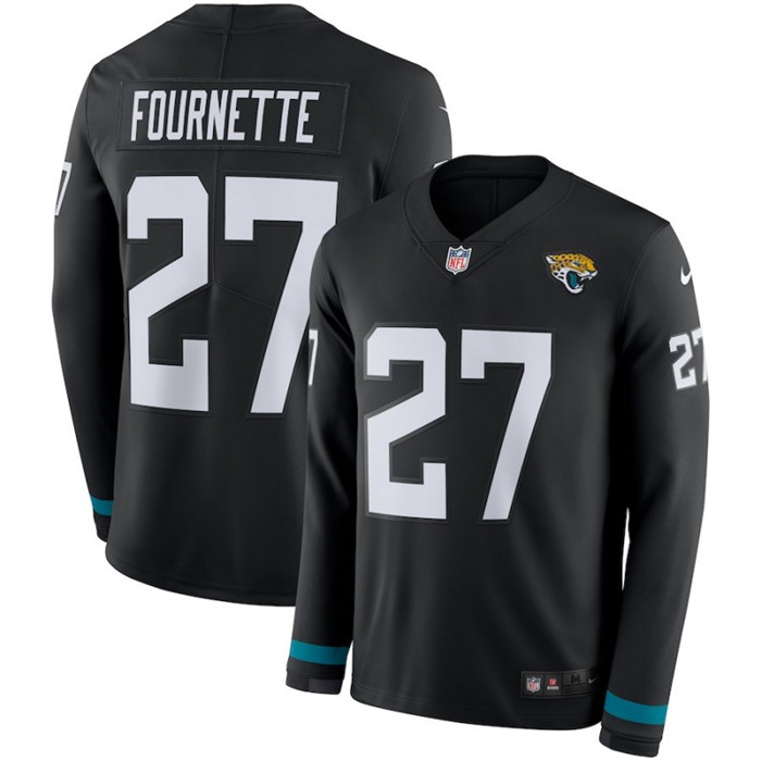  Jaguars 27 Leonard Fournette Black Therma Long Sleeve Jersey