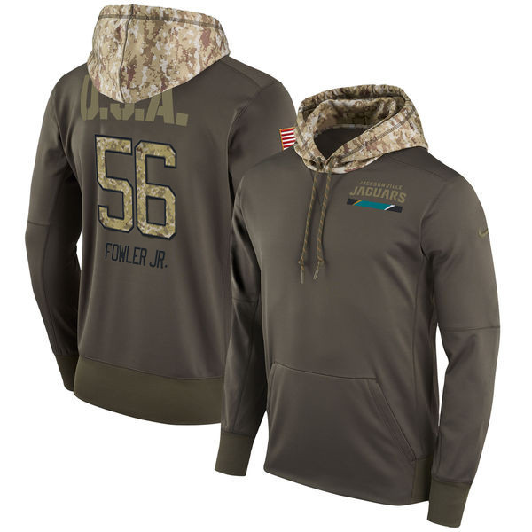  Jaguars 56 Dante Fowler Jr. Olive Salute To Service Pullover Hoodie