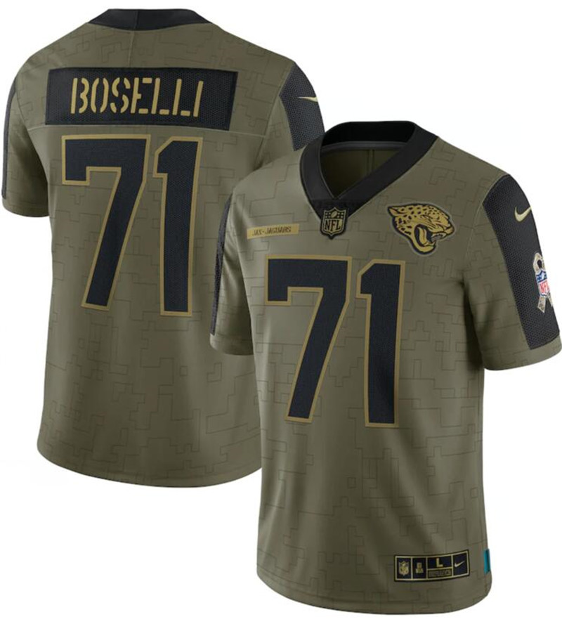 Nike Jaguars 71 Tony Boselli Olive 2021 Salute To Service Limited Jersey