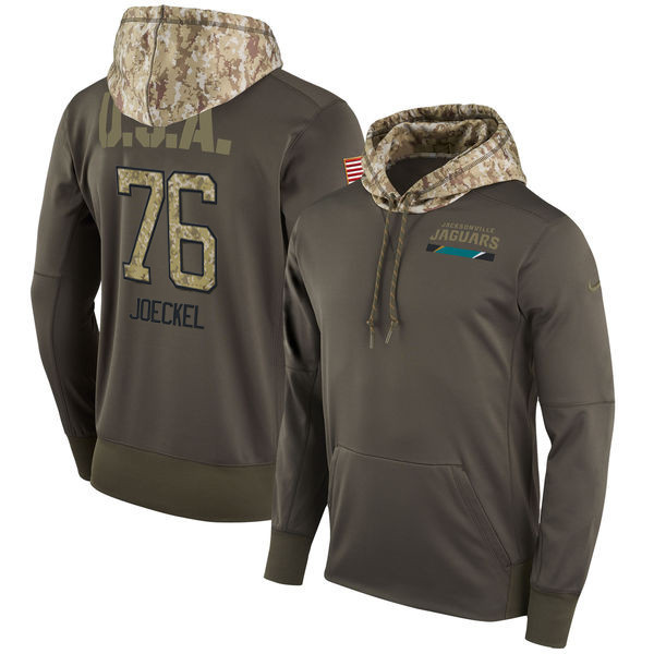  Jaguars 76 Luke Joeckel Olive Salute To Service Pullover Hoodie