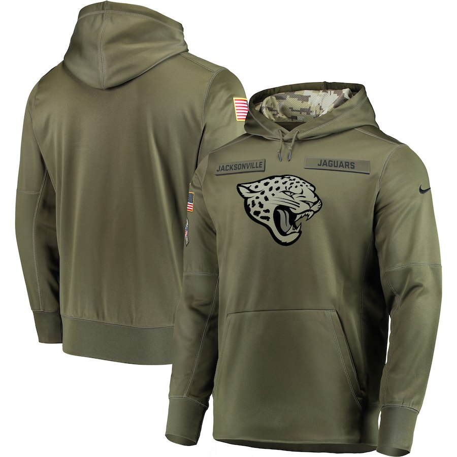  Jaguars Olive Salute To Service Men's Pullove Hoodie