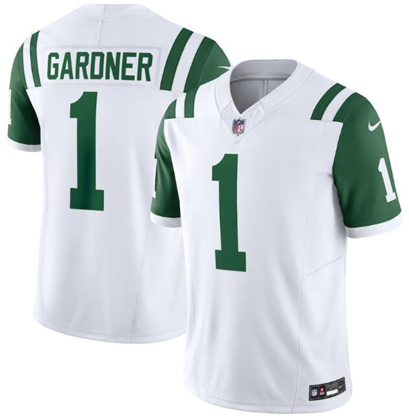 Nike Jets 1 Ahmad Sauce Gardner White Classic Alternate Vapor F.U.S.E. Limited Jersey