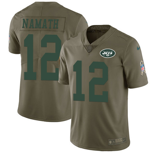  Jets 12 Joe Namath Olive Salute To Service Limited Jersey