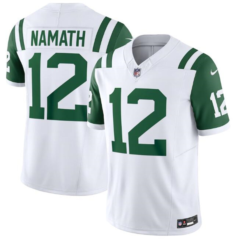 Nike Jets 12 Joe Namath White Classic Alternate Vapor F.U.S.E. Limited Jersey