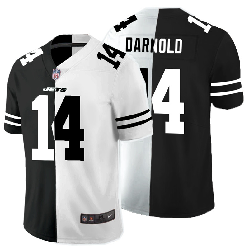 Nike Jets 14 Sam Darnold Black And White Split Vapor Untouchable Limited Jersey