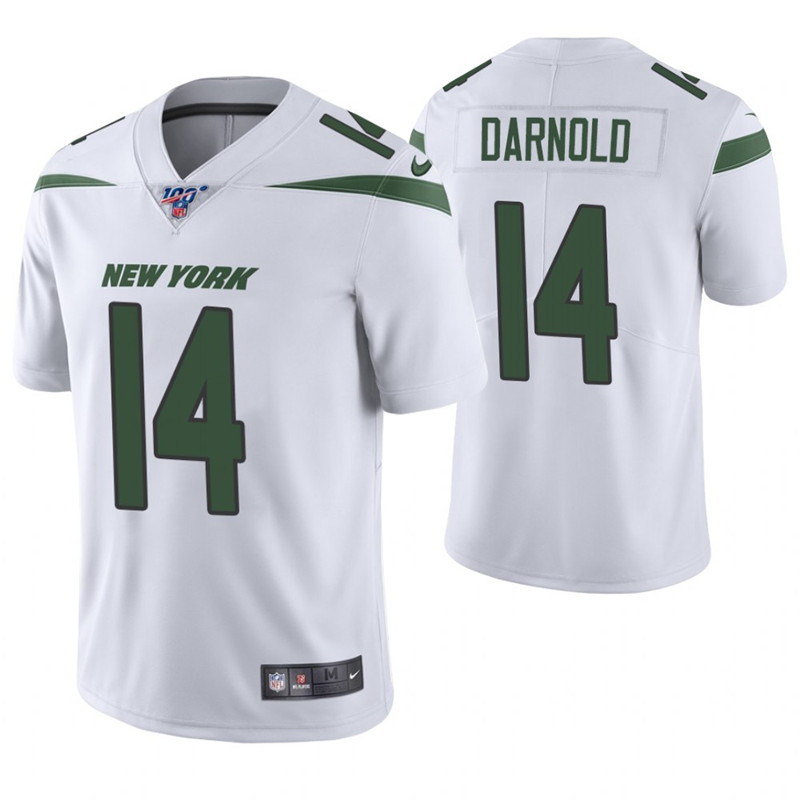 Nike Jets 14 Sam Darnold White 100th Season Vapor Untouchable Limited Jersey