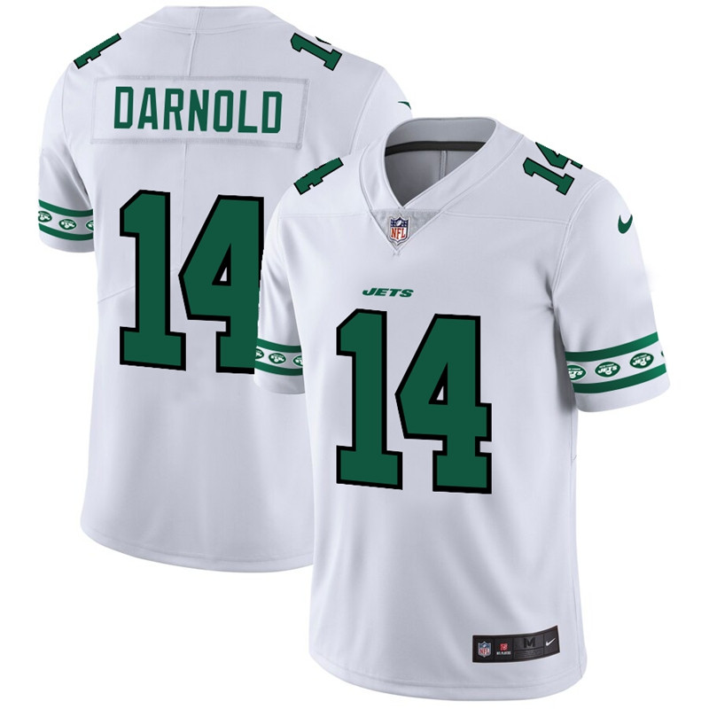 Nike Jets 14 Sam Darnold White Team Logos Fashion Vapor Limited Jersey