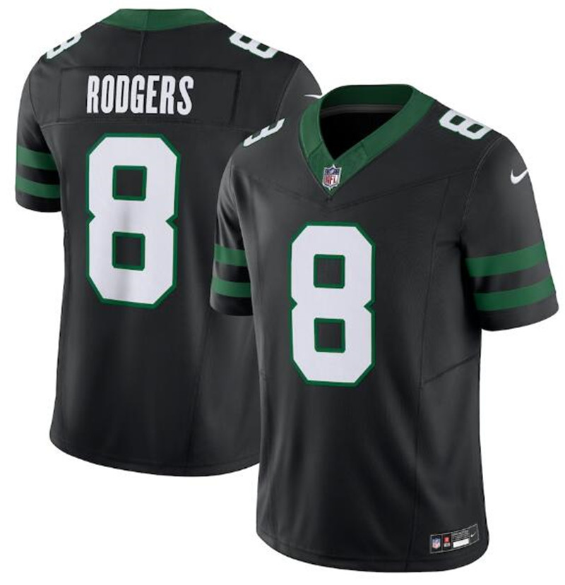Nike Jets 8 Aaron Rodgers Black Vapor F.U.S.E. Limited Jersey