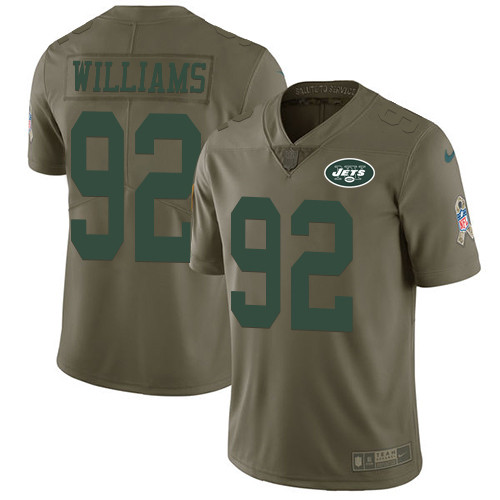  Jets 92 Leonard Williams Olive Salute To Service Limited Jersey