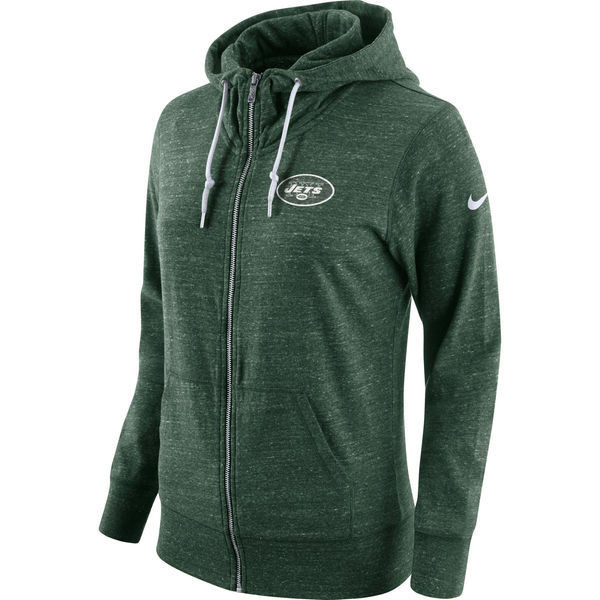  Jets Fresh Logo Green Women's Full Zip Hoodie