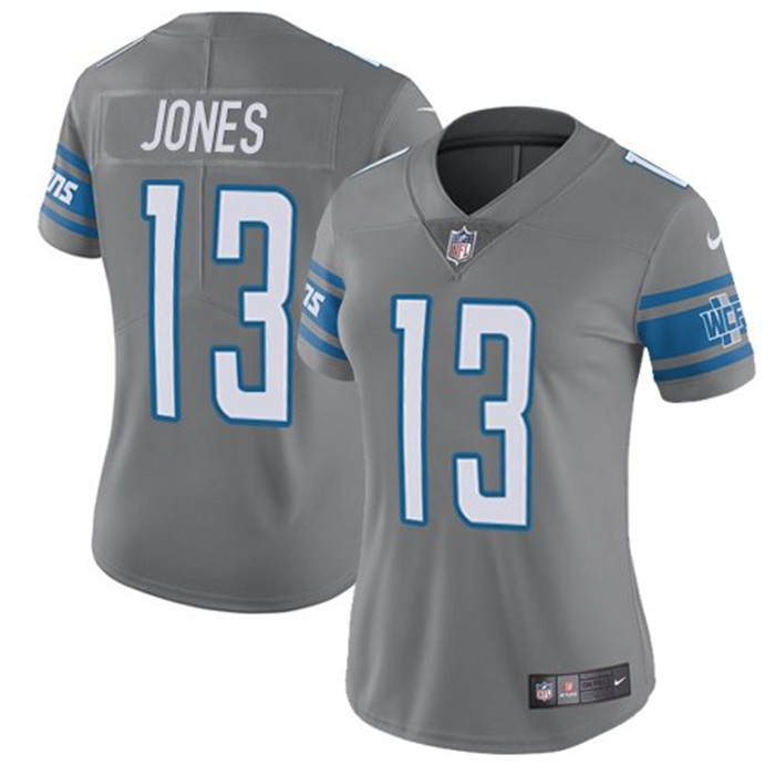  Lions 13 TJ Jones Gray Women Vapor Untouchable Color Rush Limited Jersey