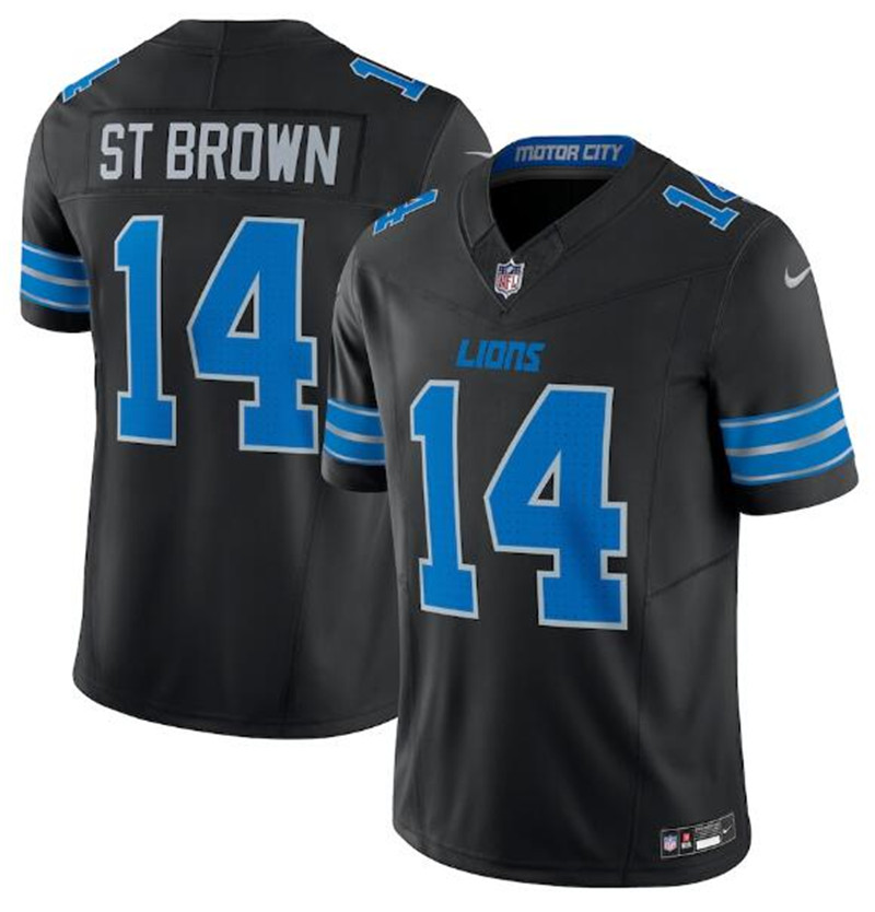 Nike Lions 14 Amon Ra St. Brown Black Vapor F.U.S.E. Limited Jersey