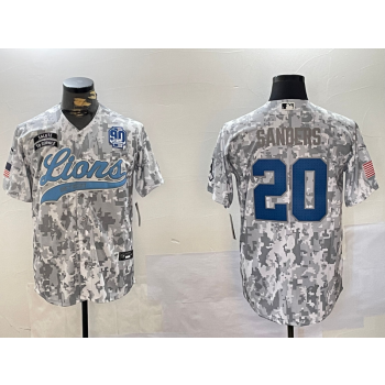 Nike Lions 20 Barry Sanders Camo Vapor Baseball Limited Jersey