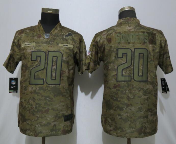  Lions 20 Barry Sanders Camo Women Salute To Service Limited Jersey