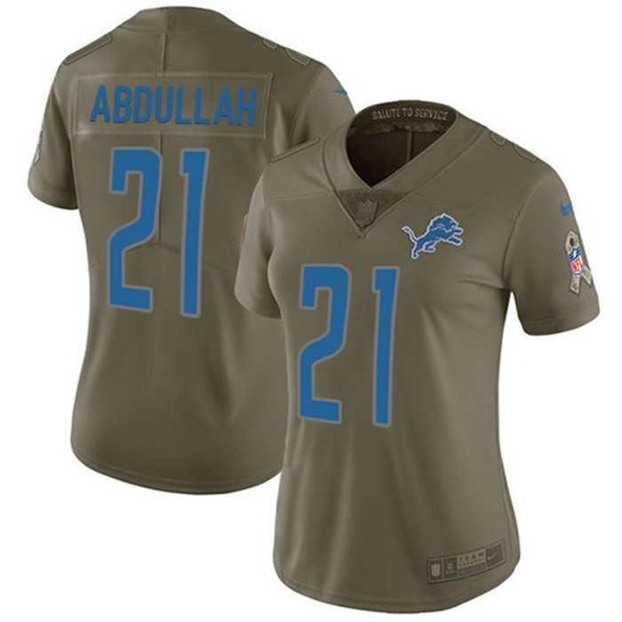  Lions 21 Ameer Abdullah Olive Women Vapor Untouchable Limited Jersey