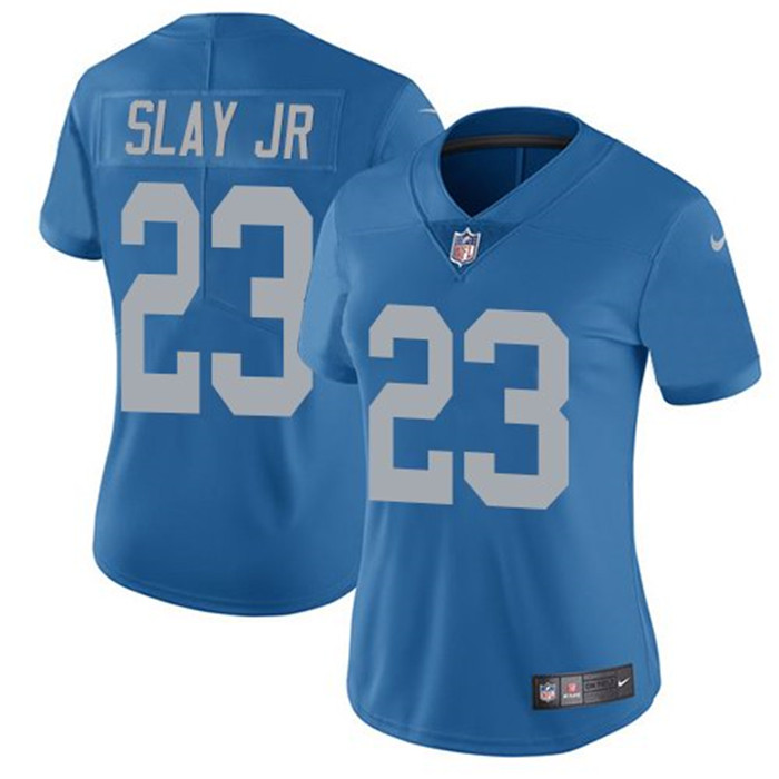  Lions 23 Darius Slay Jr Blue Throwback Women Vapor Untouchable Limited Jersey