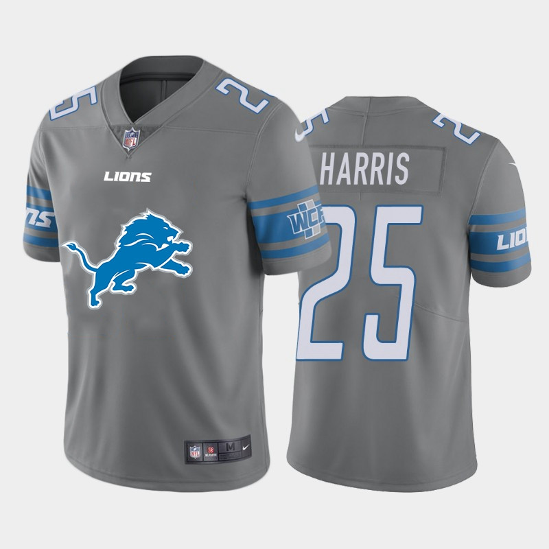 Nike Lions 25 Will Harris Gray Team Big Logo Vapor Untouchable Limited Jersey