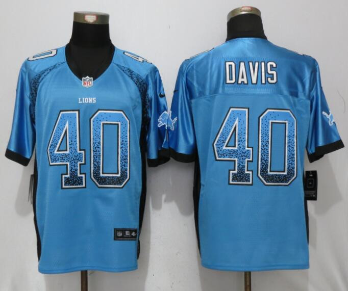  Lions 40 Jarrad Davis Blue Drift Fashion Elite Jersey