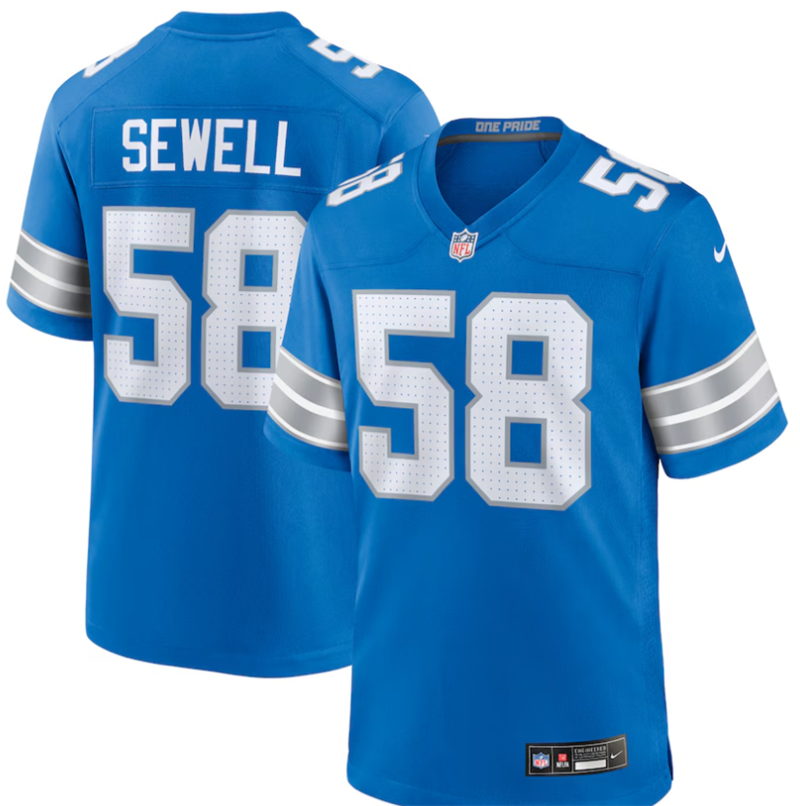Nike Lions 58 Sewell Blue F.U.S.E. Alternate Limited Jersey