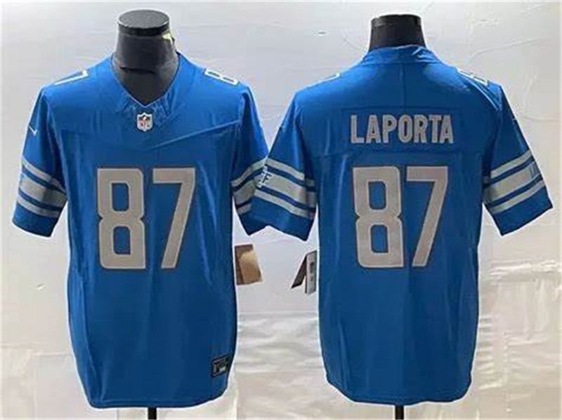 Nike Lions 87 Sam Laporta Blue Vapor Untouchable Limited Jersey