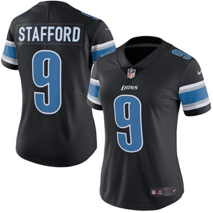  Lions 9 Matthew Stafford Black Women Color Rush Limited Jersey