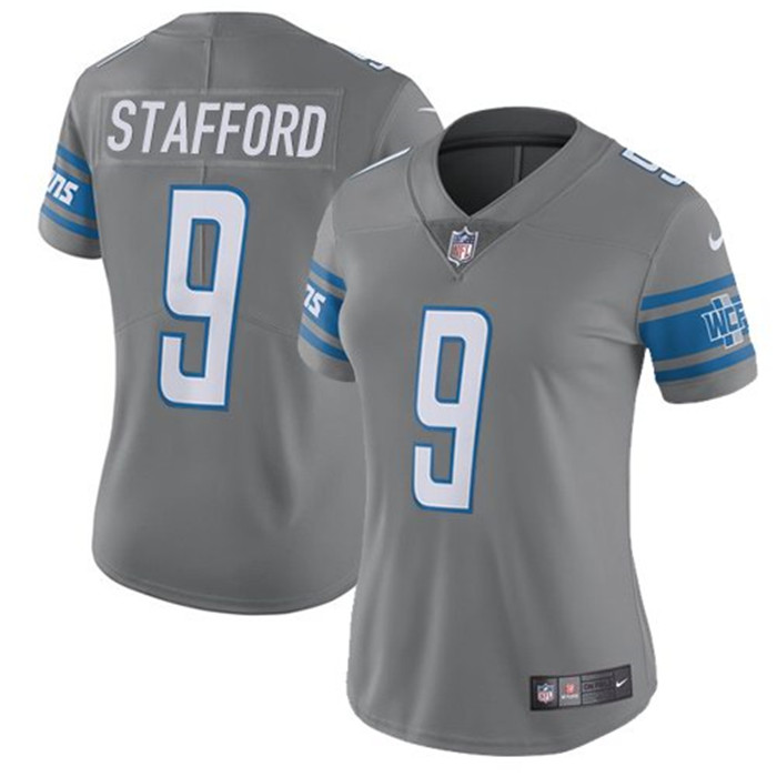  Lions 9 Matthew Stafford Gray Women Vapor Untouchable Color Rush Limited Jersey