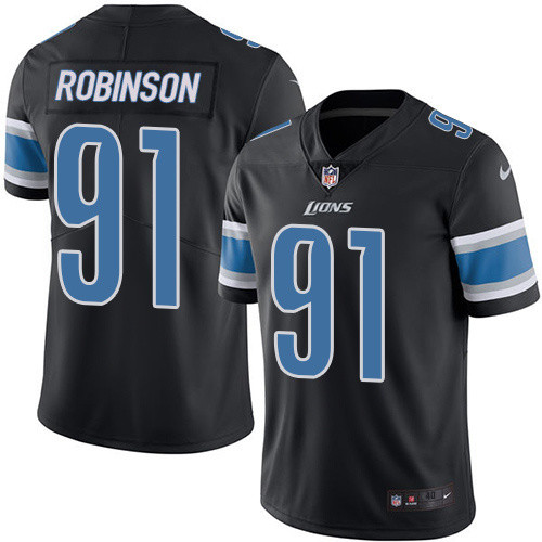  Lions 91 Robinson A'Shawn Black Vapor Untouchable Player Limited Jersey
