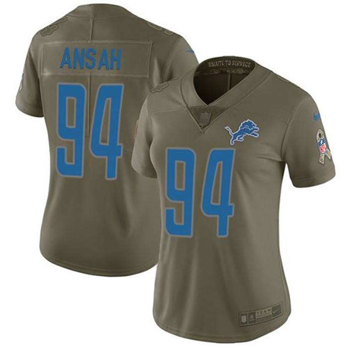  Lions 94 Ziggy Ansah Olive Women Salute To Service Limited Jersey