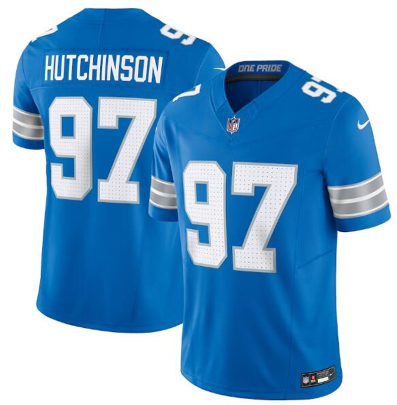 Nike Lions 97 Aidan Hutchinson Blue Vapor F.U.S.E. Limited Jersey