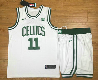  NBA Boston Celtics #11 Kyrie Irving White 2017 2018  Swingman Stitched NBA Jersey With Shorts