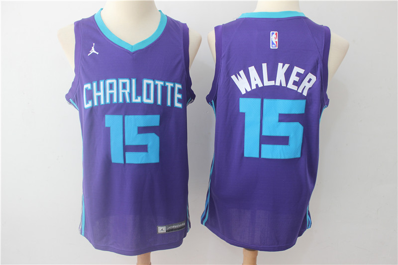  NBA Charlotte Hornets #15 Kemba Walker Jersey 2017 18 New Season Dark Blue Jersey
