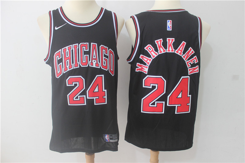  NBA Chicago Bulls #24 Lauri Markkanen Jersey 2017 18 New Season Black Jersey